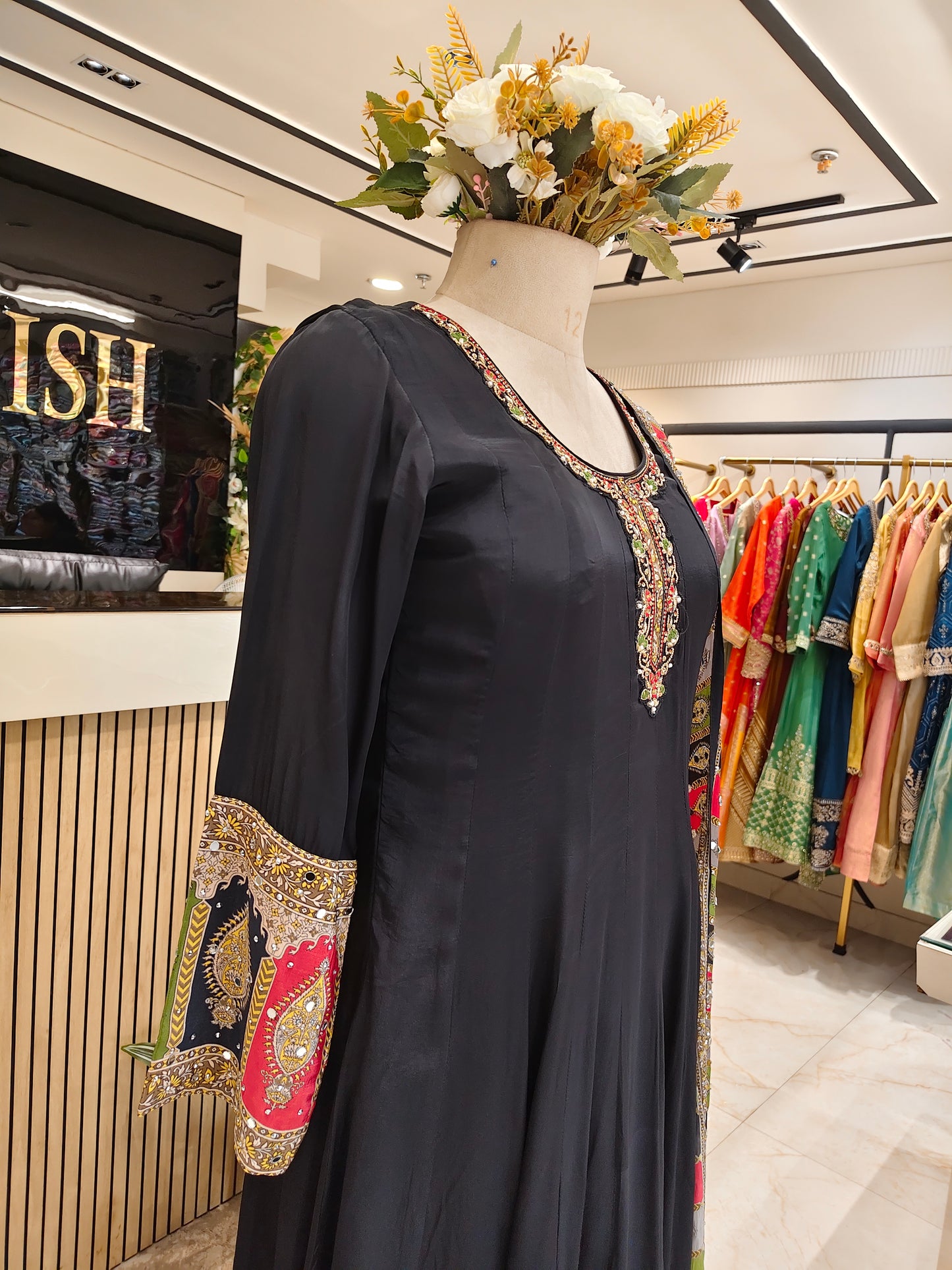Black Palazzo Anarkali Set
