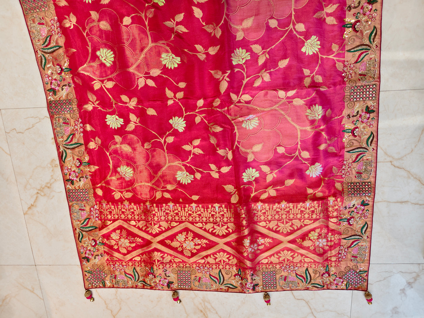 Rani Pink Motif Saree