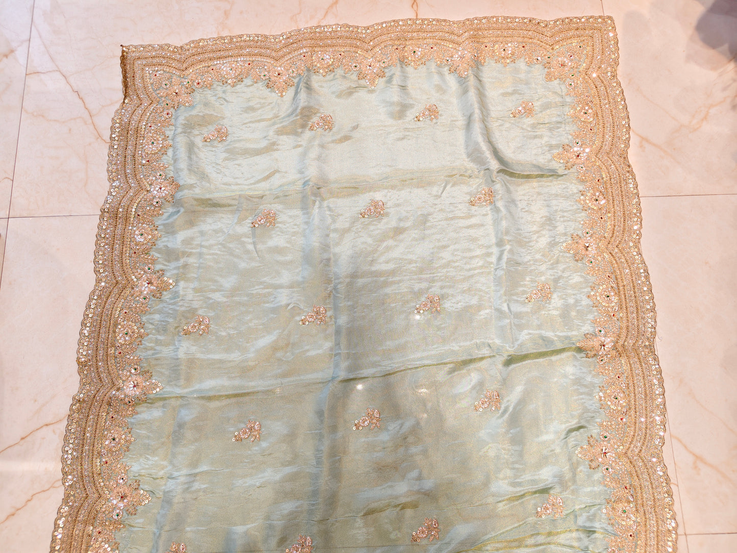 Sea Green Tissue Saree