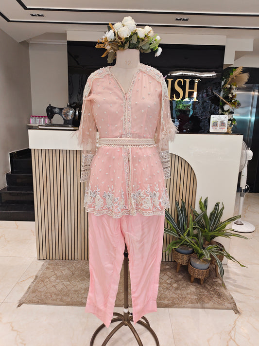 Baby Pink Cape Pant Set