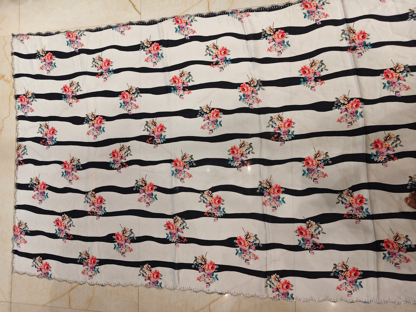 White Digital Print Saree