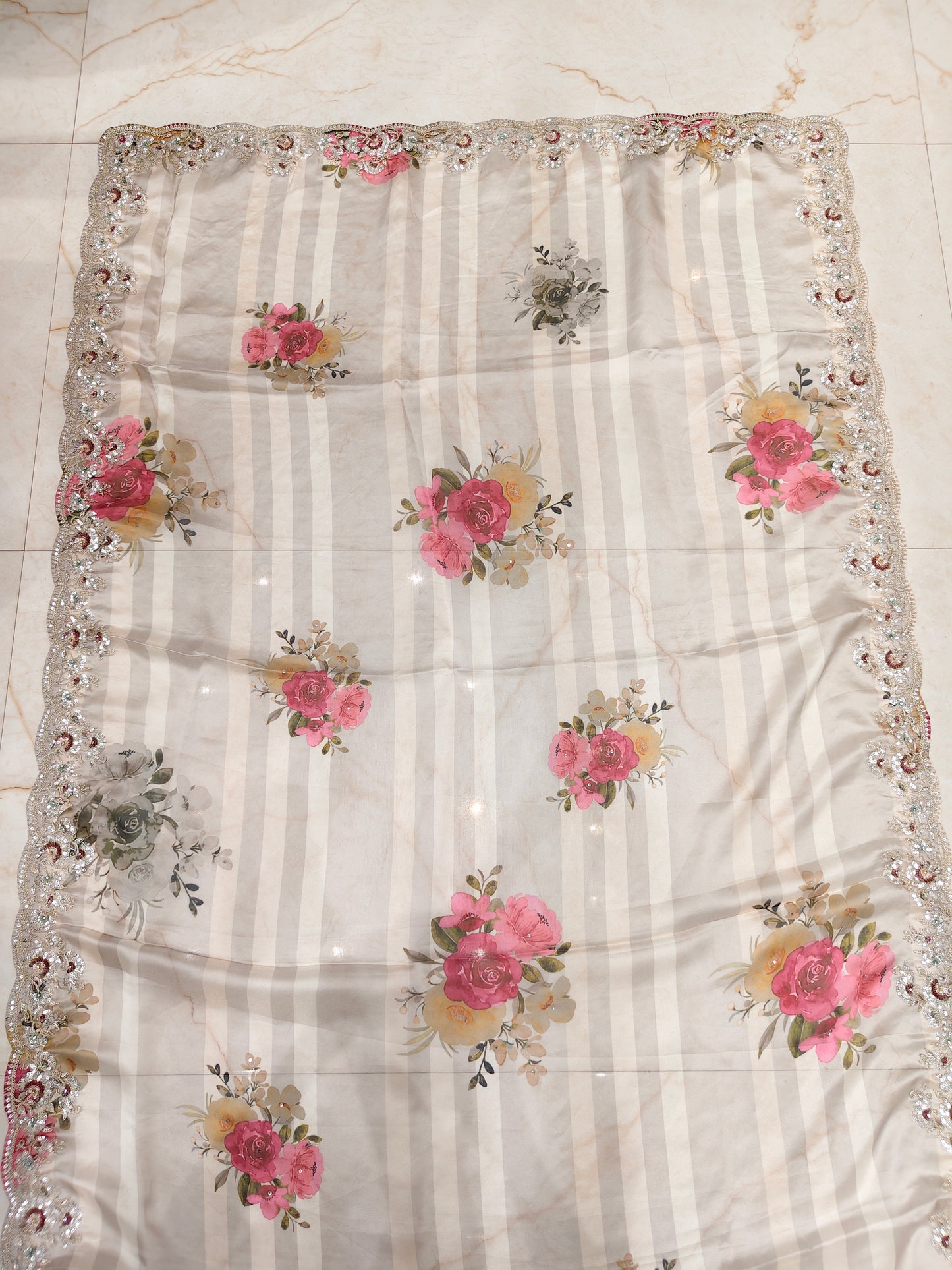 Beige Dori Work Saree