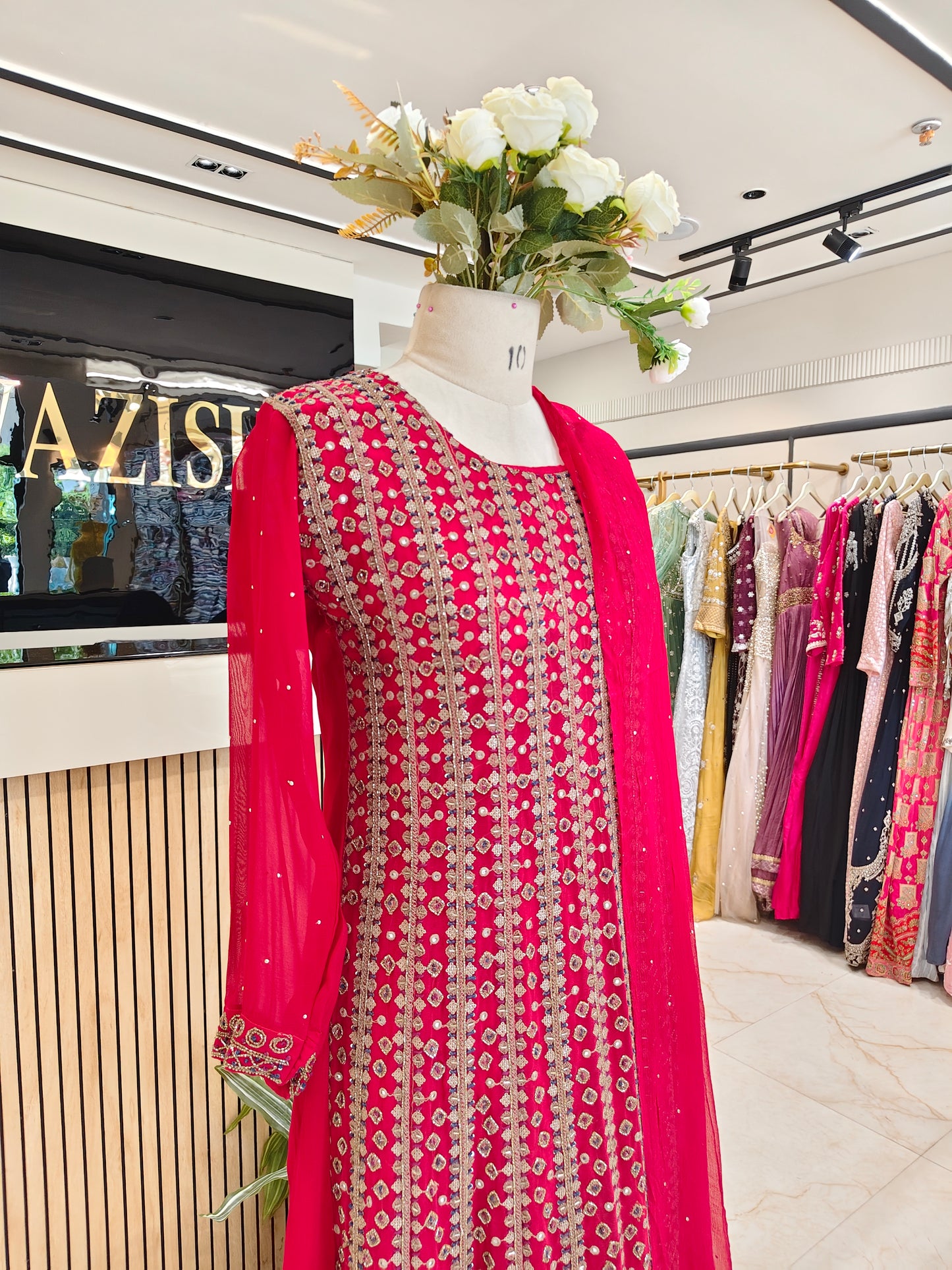 Red Anarkali Palazzo Set