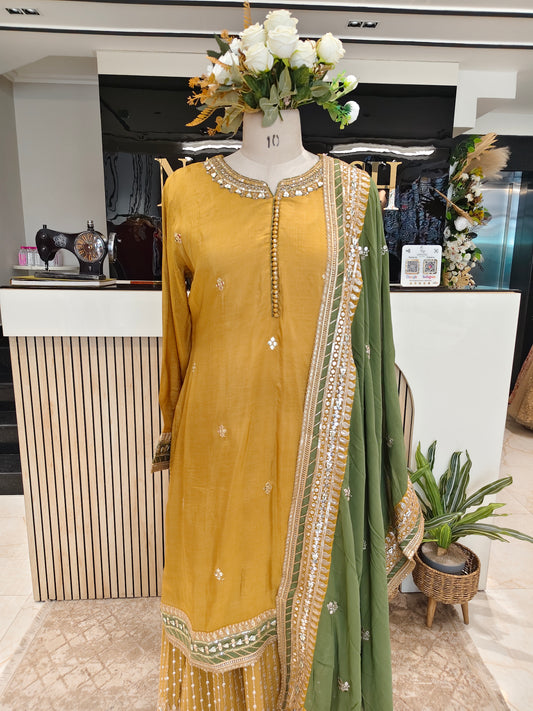 Yellow Sharara Anarkali Set