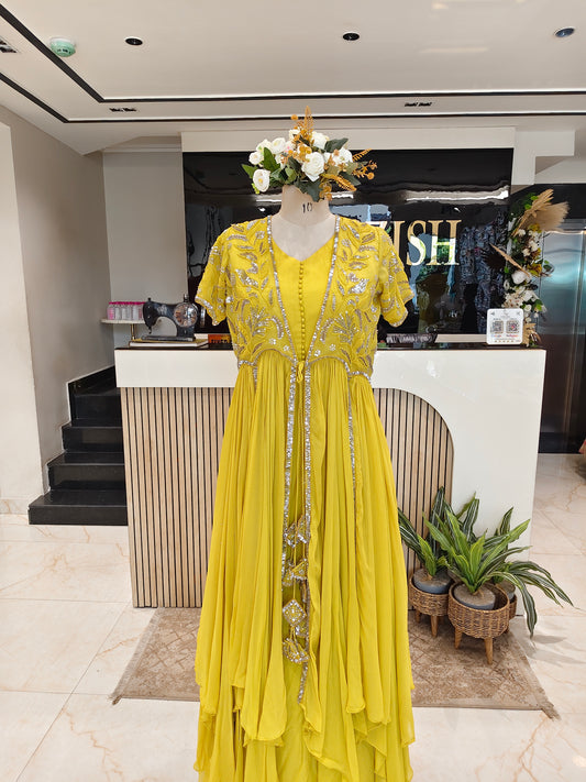 Neon Green Shrug Anarkali