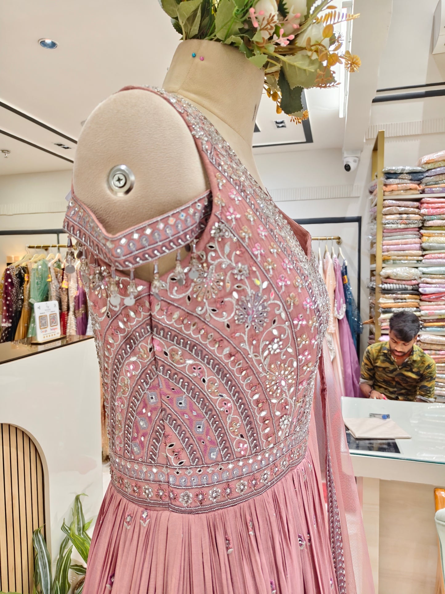 Onion Pink Chinon Anarkali