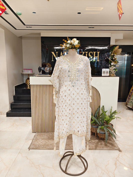 Off White Kaftan Set