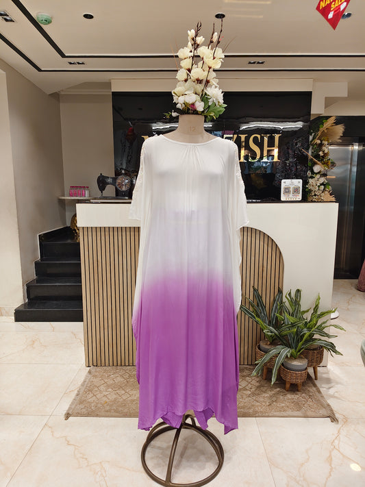 White Purple Kaftan Set