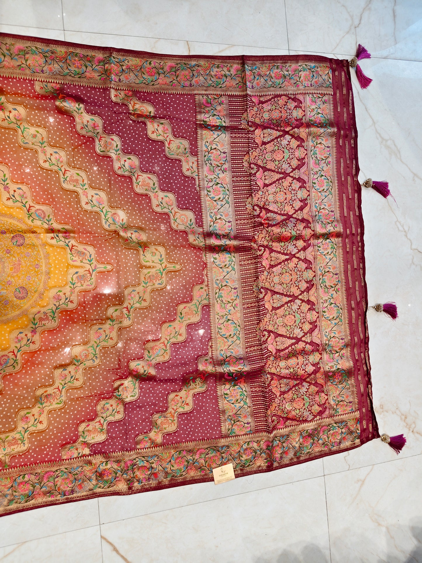 Maroon Weaving Saree