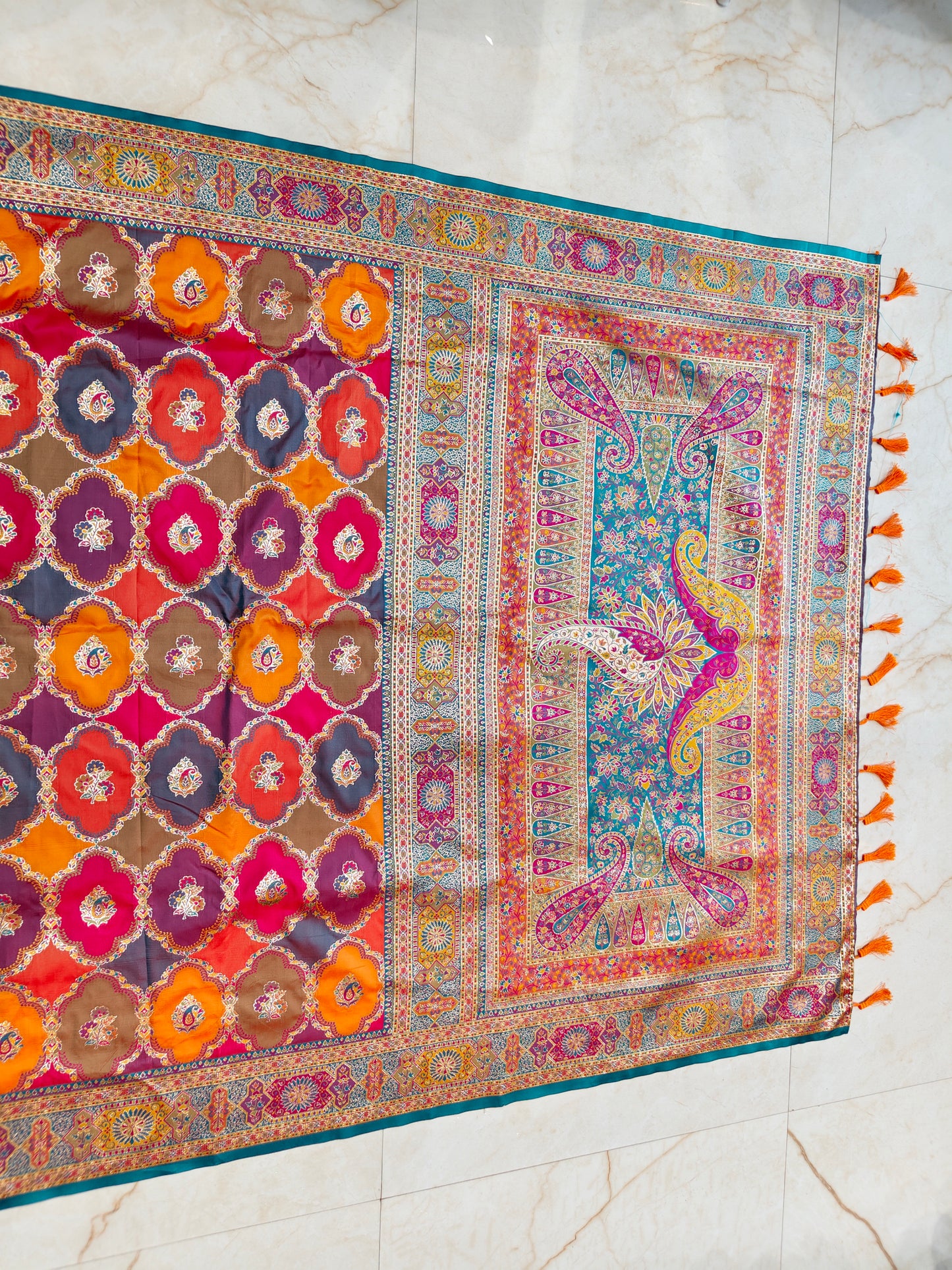 Multi Colour Zari Woven Silk Saree