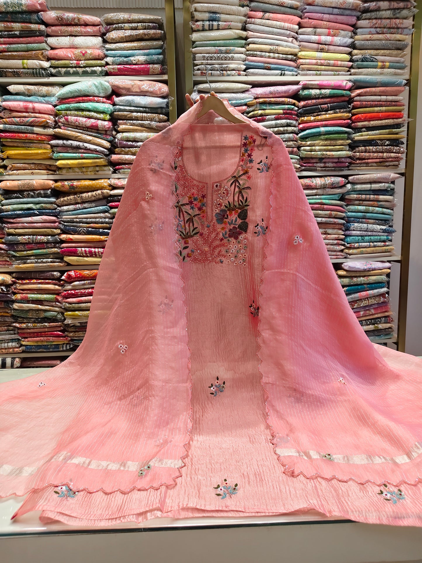 Baby Pink Unstitched Suit
Crush Tissue Suit Set
Kutdana Work Suit
Designer Festive Suit
Wedding Wear Suit