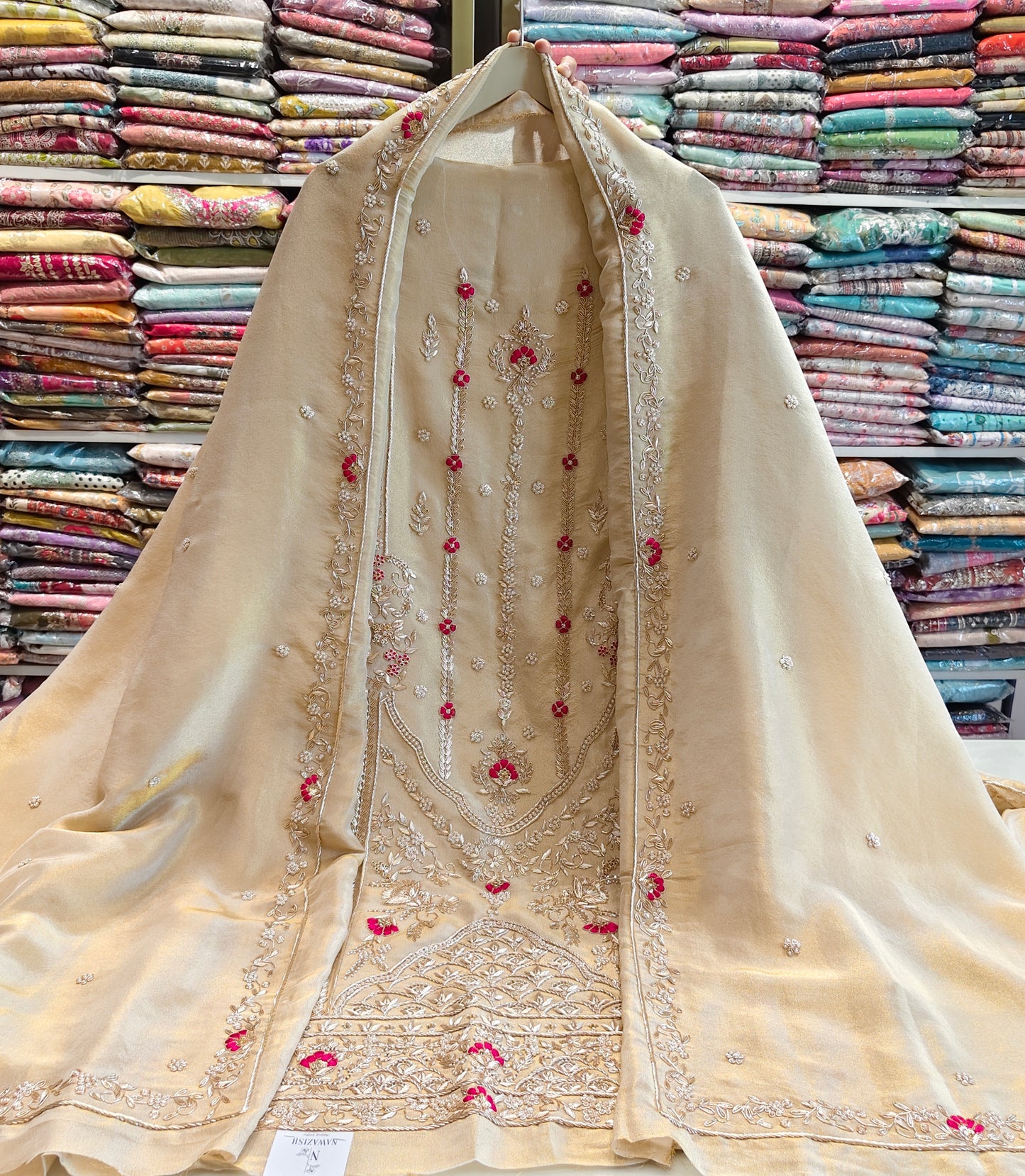 Golden Unstitched Suit
Tissue Suit Set
Kutdana Work Suit
Dabka Work Suit
Designer Festive Suit