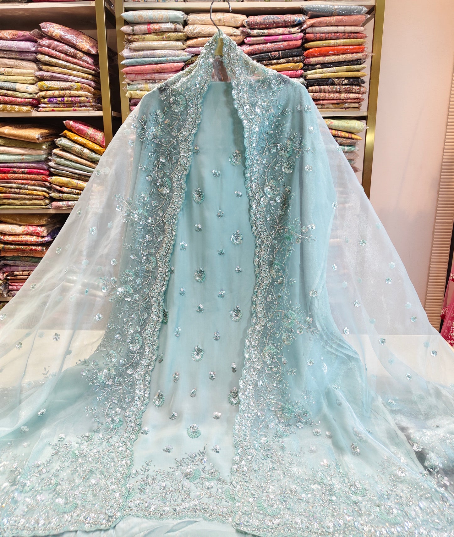 Sky Blue Unstitched Suit
Crepe Suit Set
Kutdana Work Suit
Stone Work Suit
Designer Festive Suit