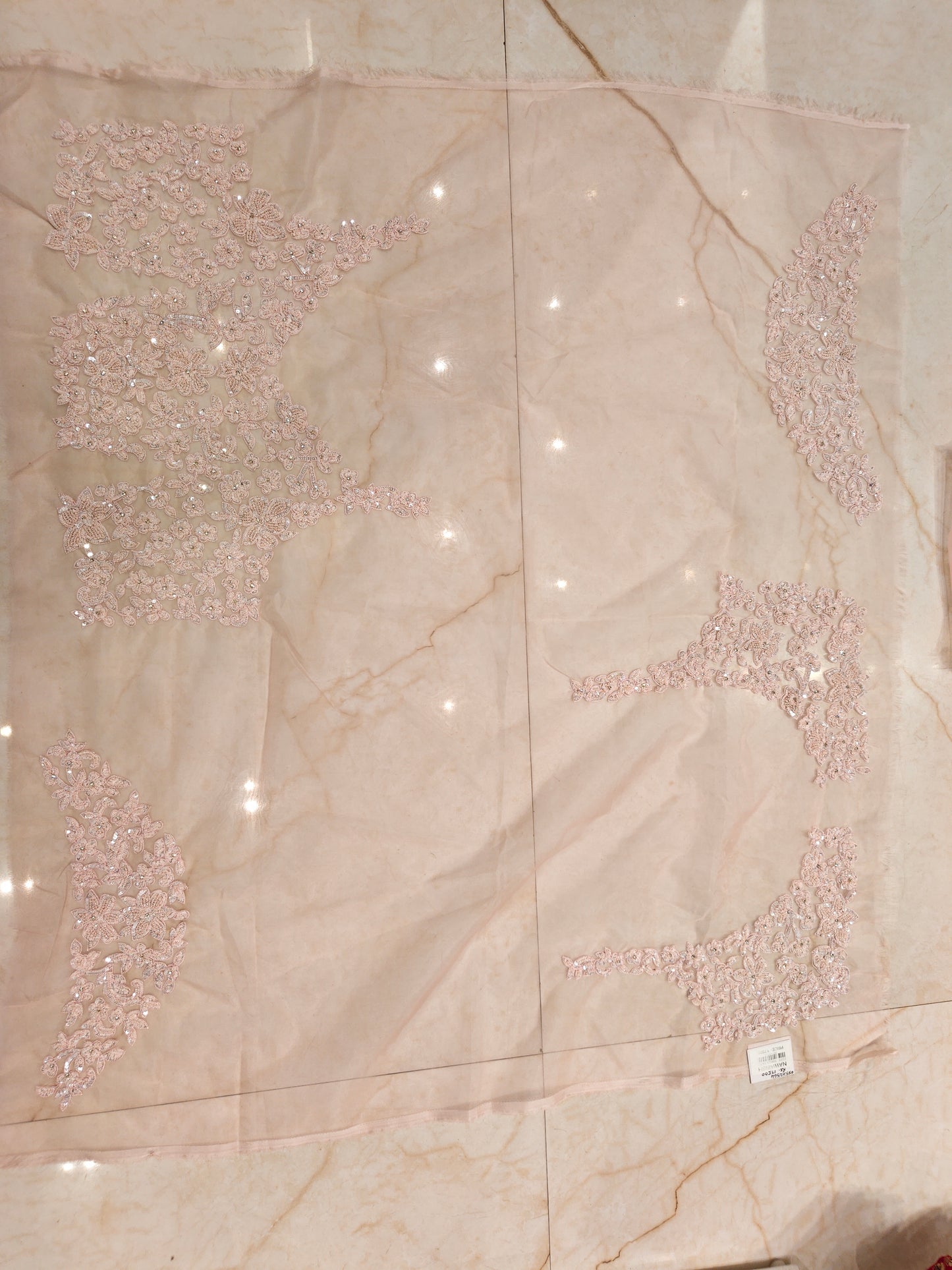 Baby Pink Handwork Organza Saree