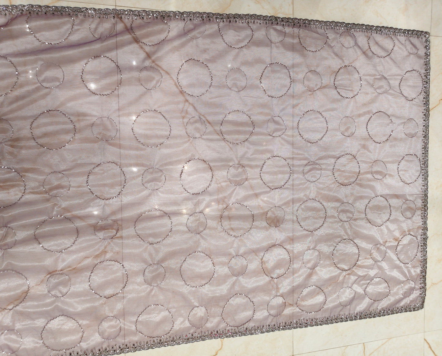 Lavender Mirror & Kutdana Work Tissue Saree
