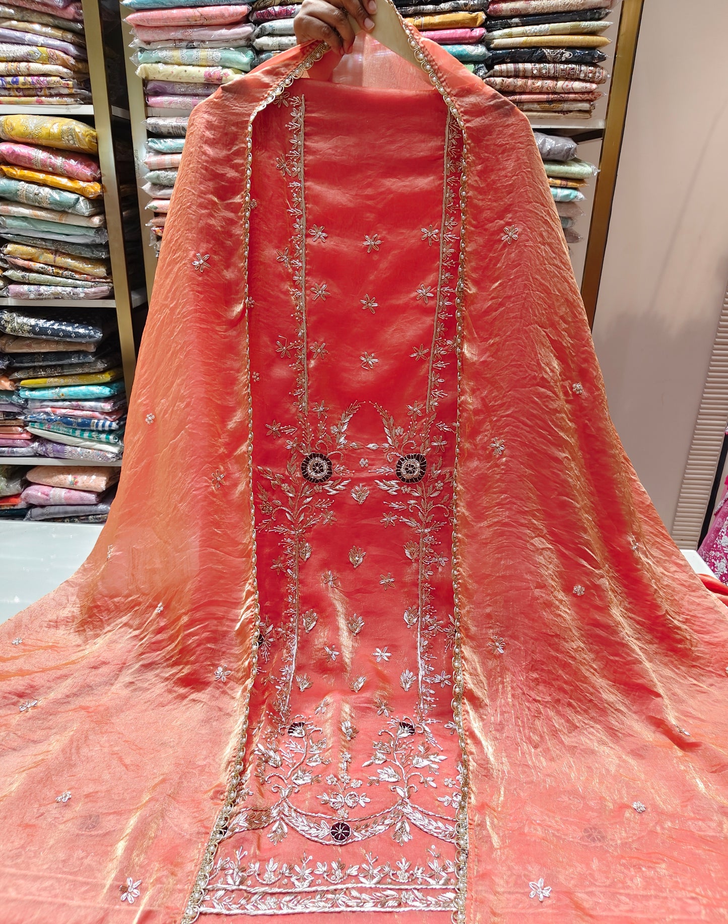 Peach Unstitched Suit
Fandy Suit Set
Dabka Work Suit
Resham Work Suit
Designer Festive Suit