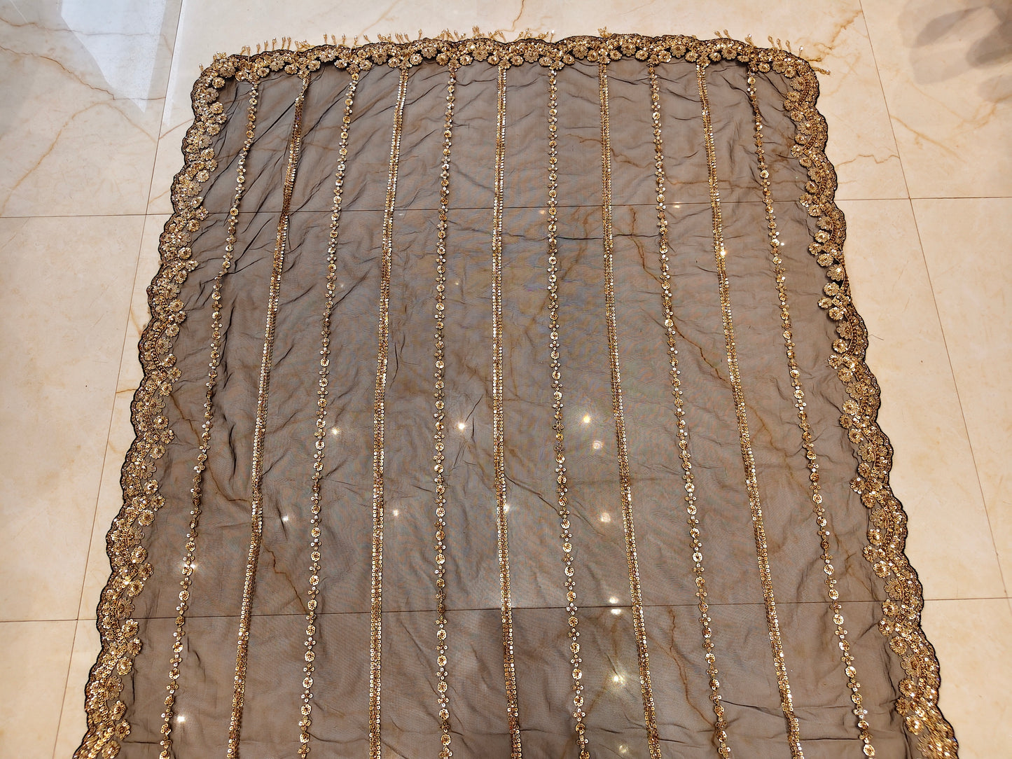 Black Net Saree