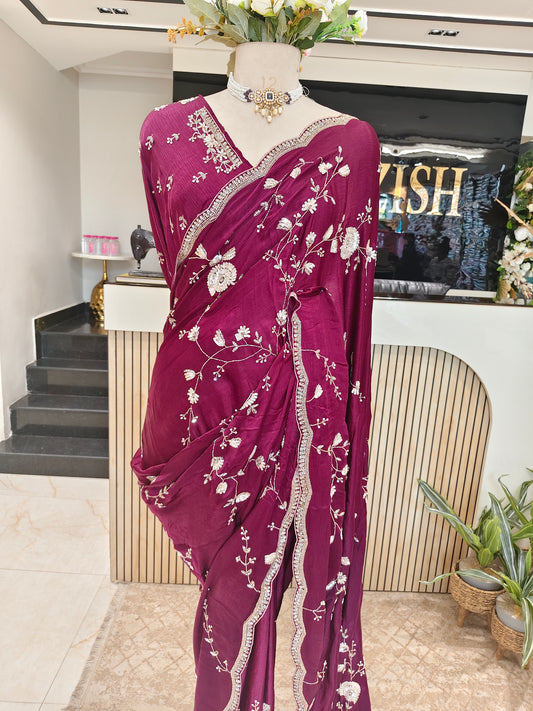 Wine Chinon Saree
