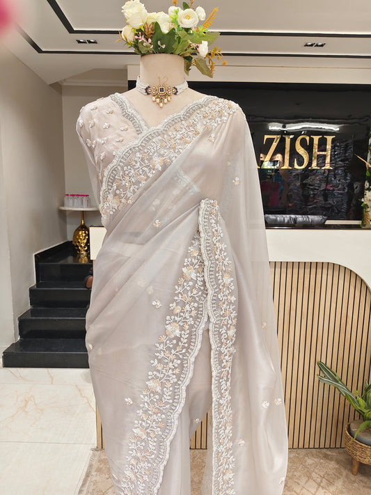 Grey Tissue Saree
