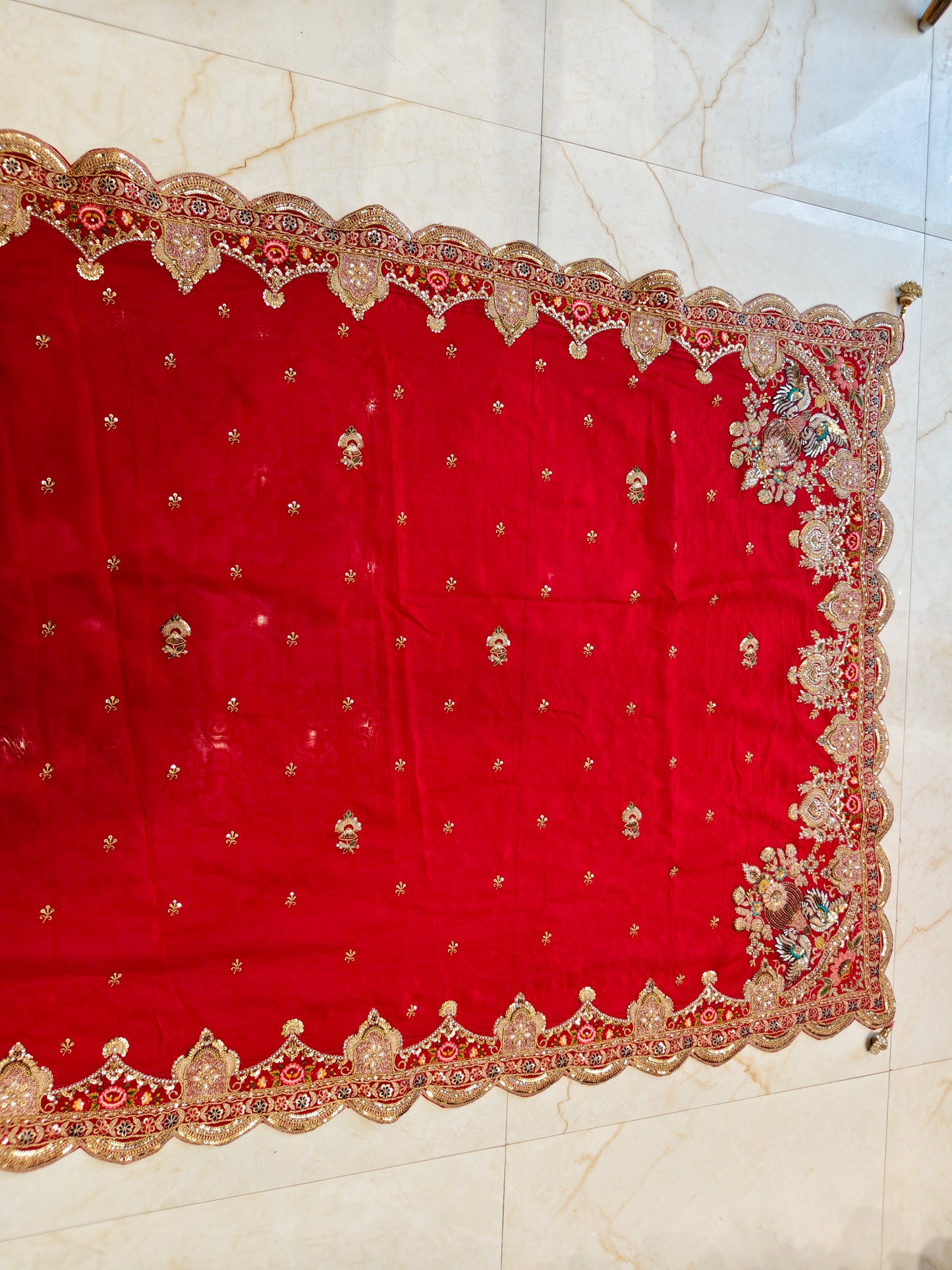Red Crepe Saree