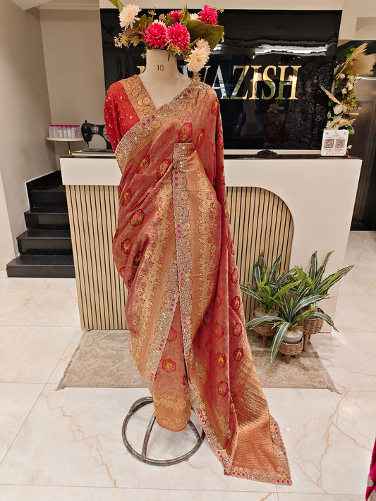 Rust Silk Saree