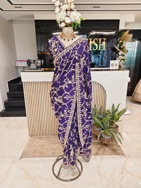 Purple Organza Saree
