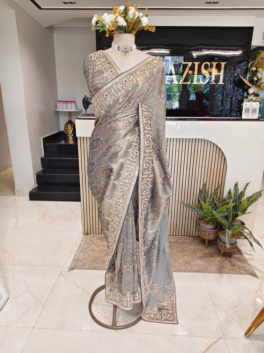 Blue Tissue Saree