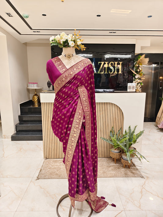 Wine Modal Crepe Saree