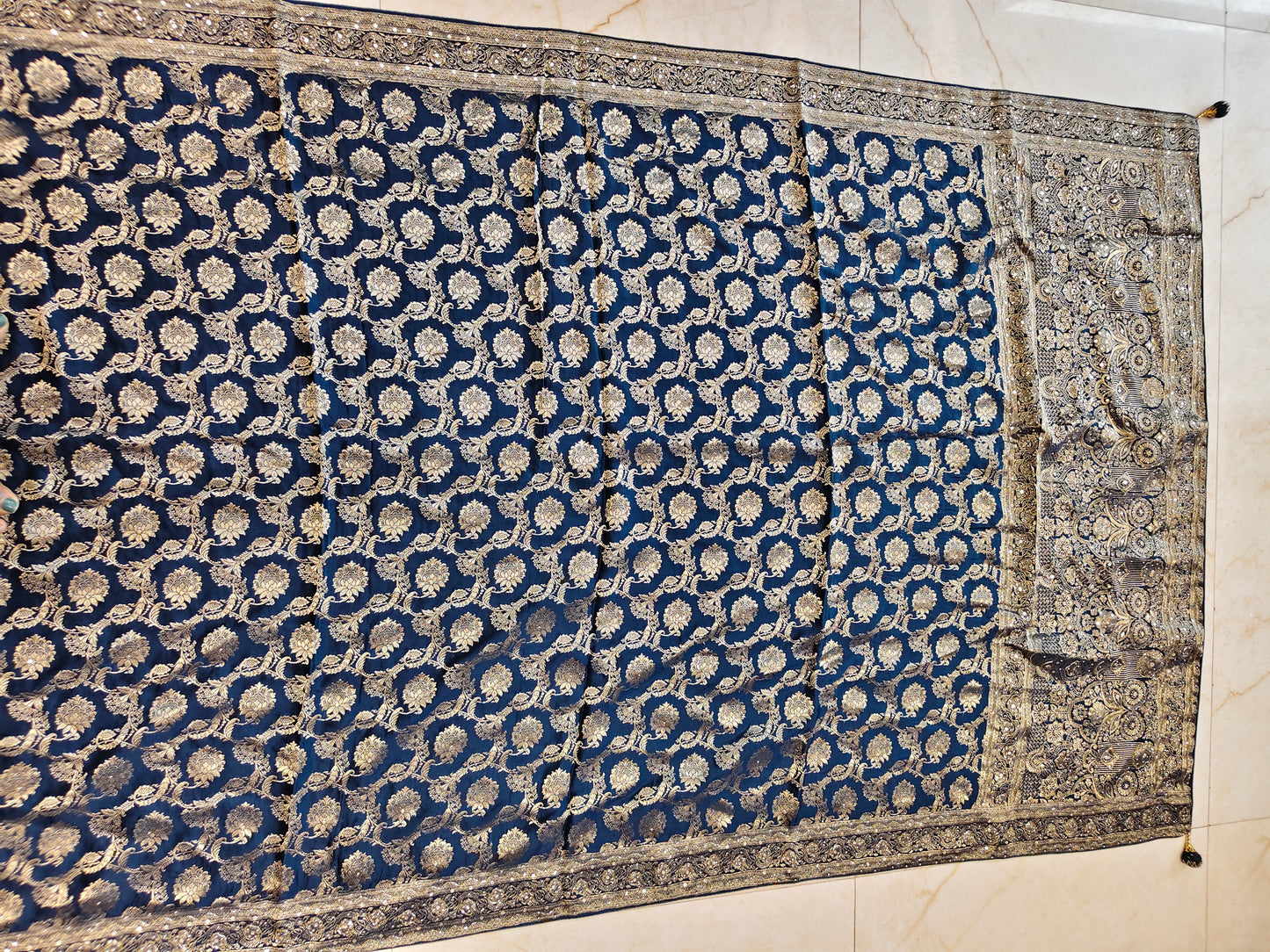 Blue Satin Saree