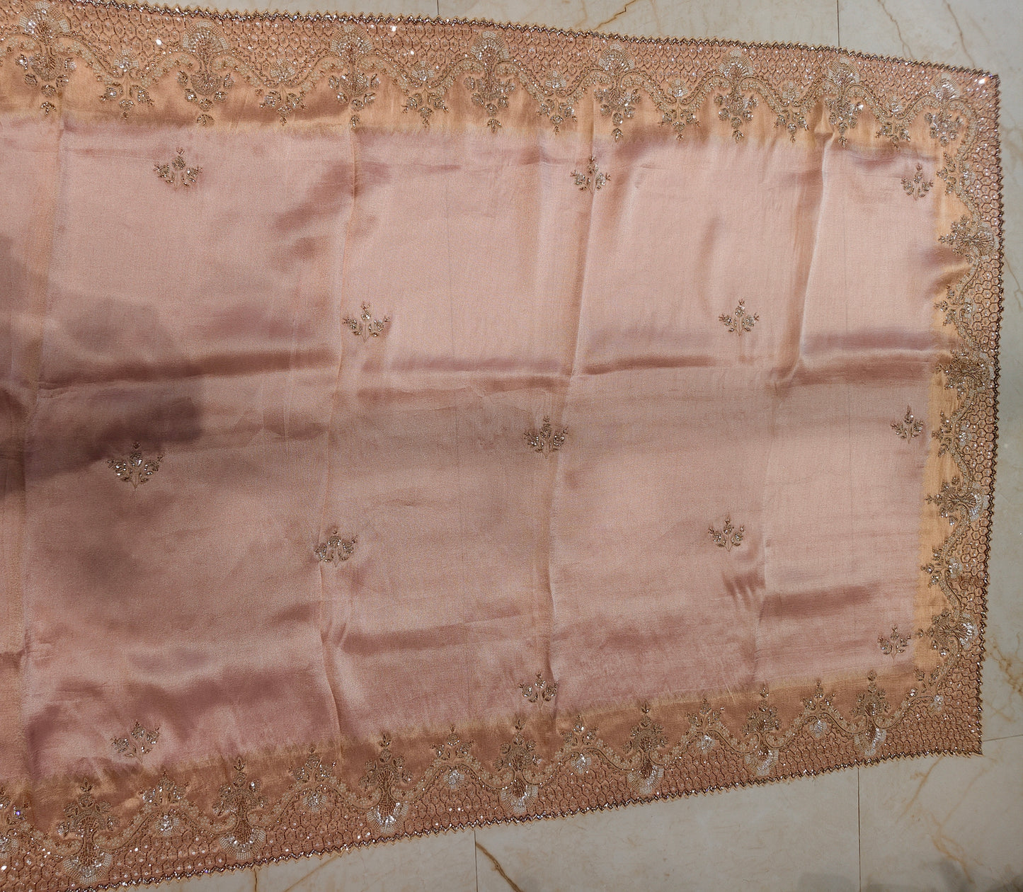 Peach Linen Saree