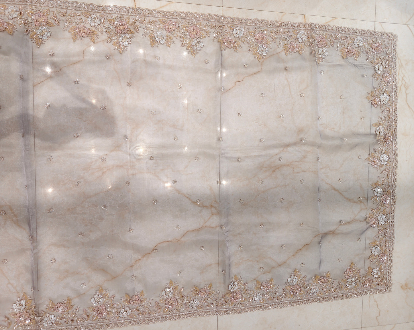 Grey Glass Tissue Saree