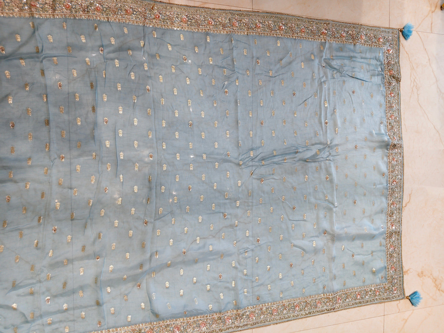 Sky Blue Organza Saree