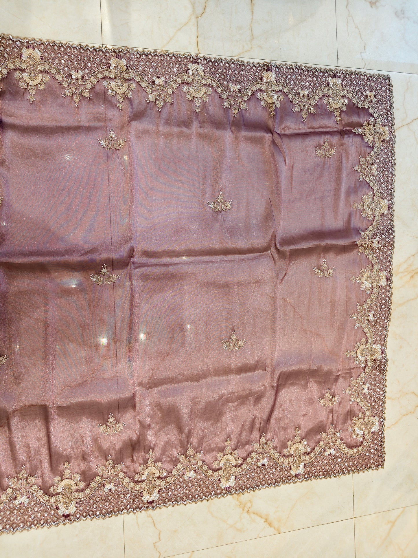 Wine Tissue Saree