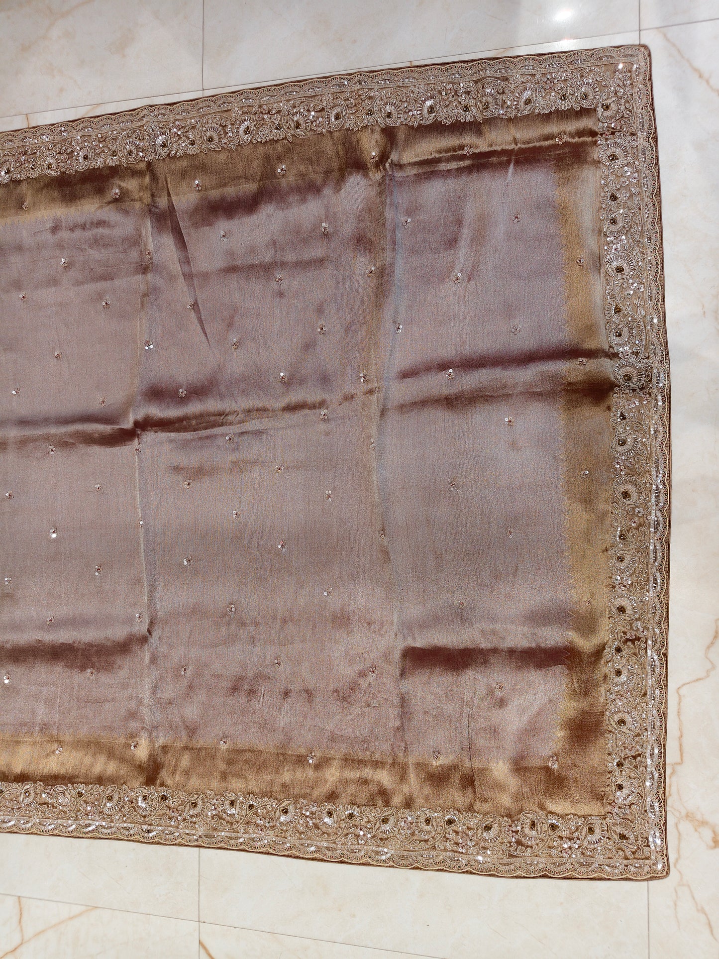 Rose Gold Tissue Saree