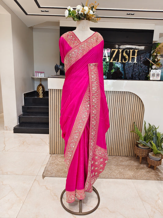 Rani Pink Silk Saree