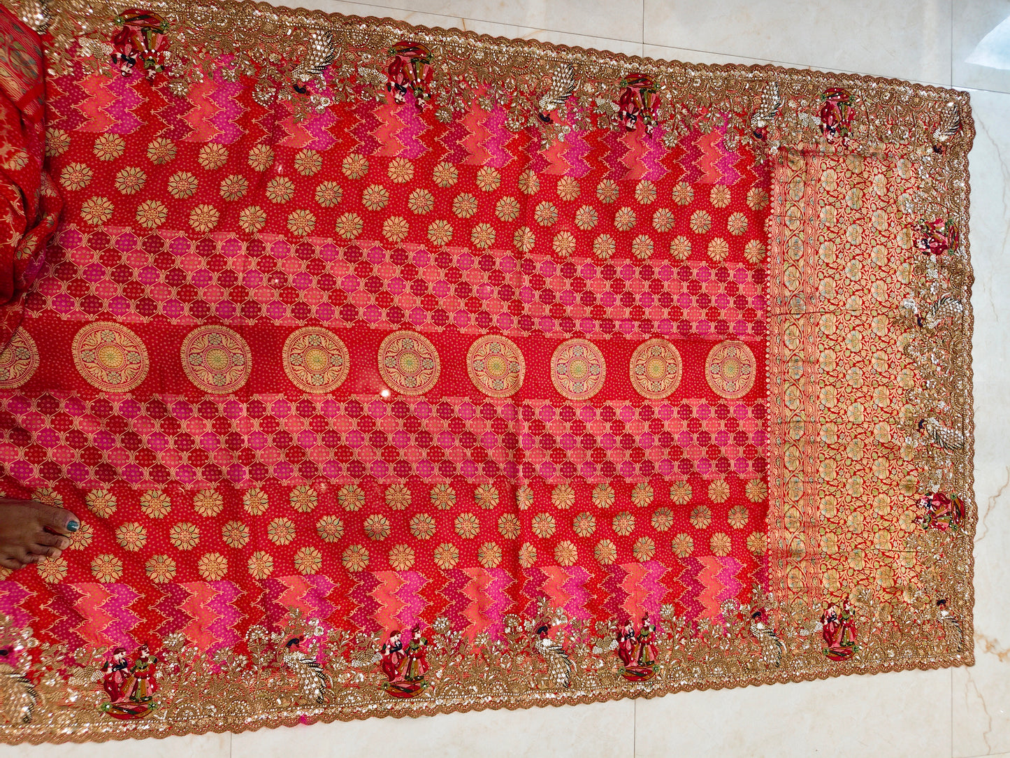 Red Khaddi Georgette Saree