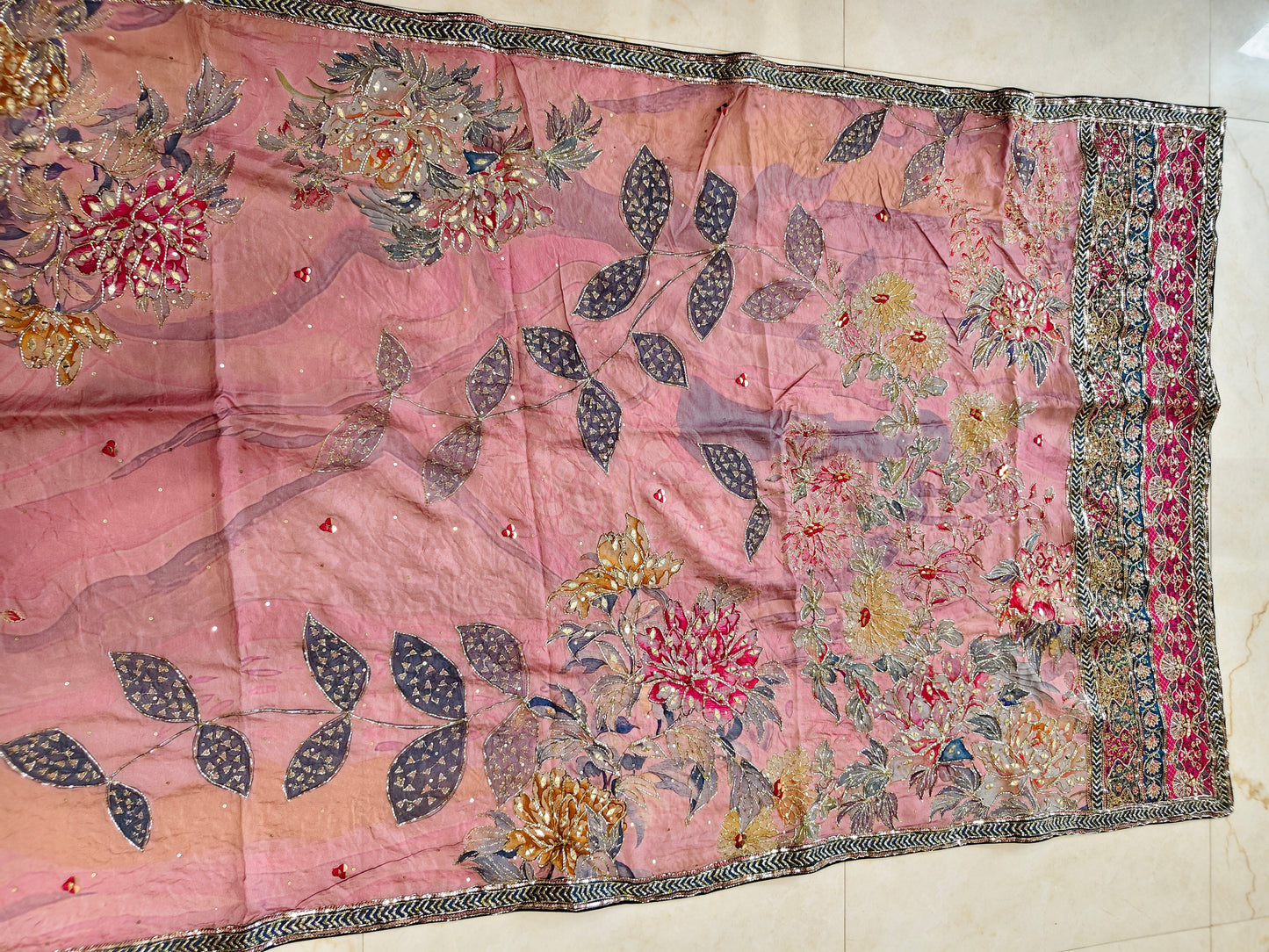 Onion Pink Tussar Silk Saree