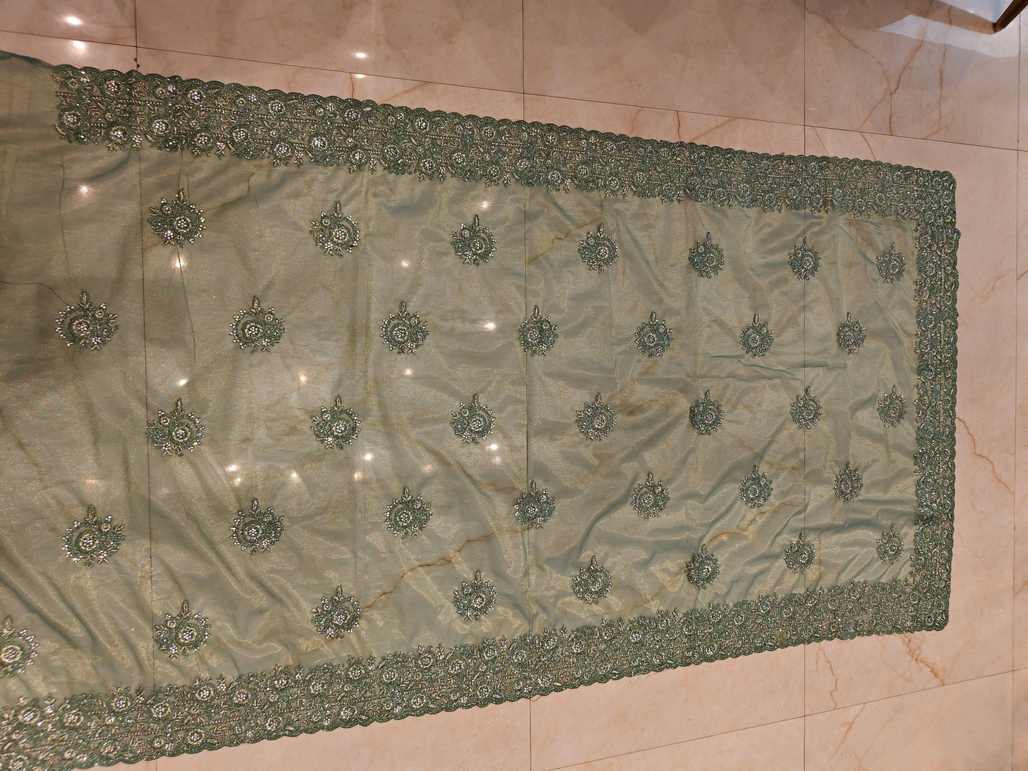 Green Net Saree
