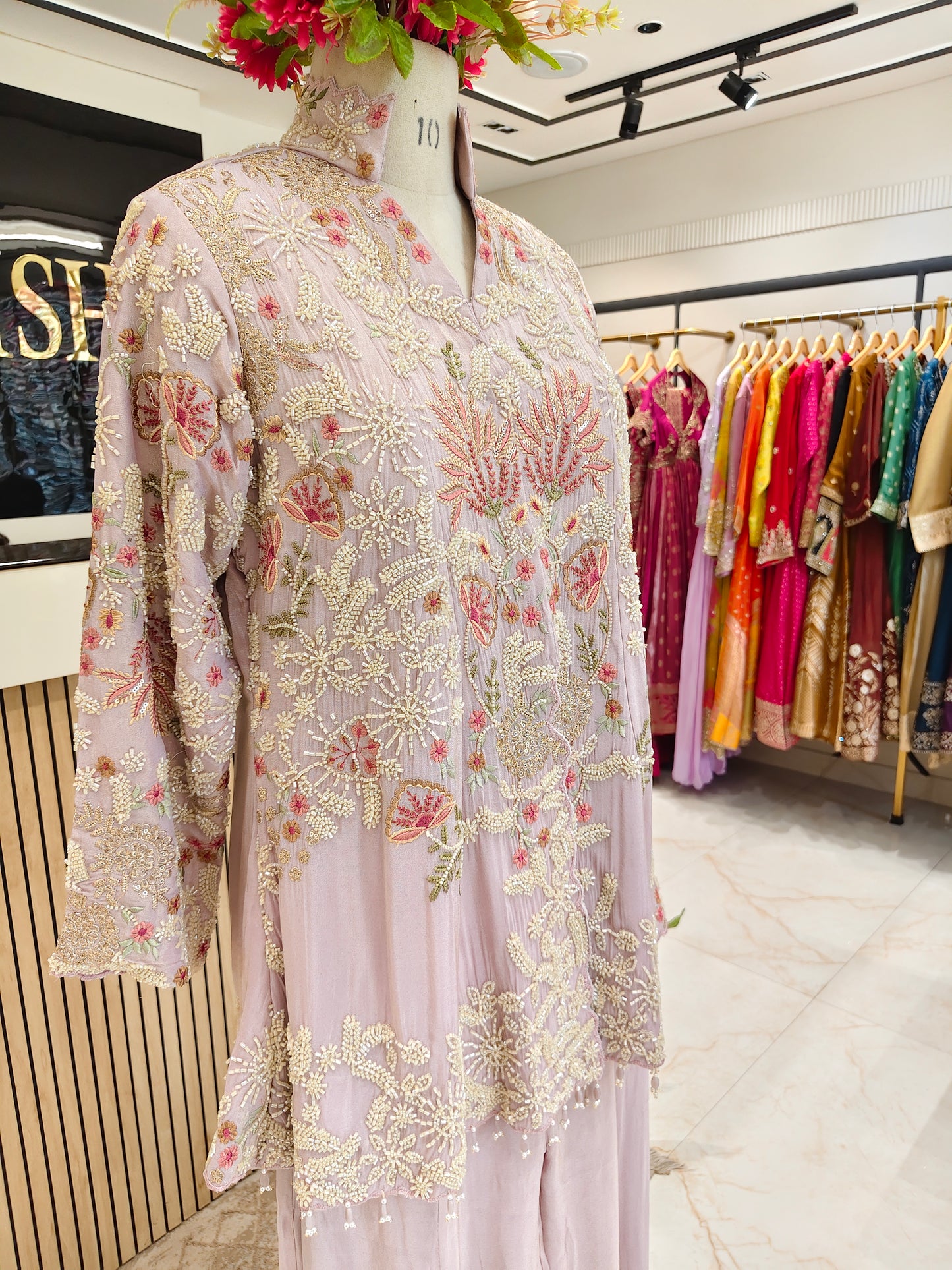 Lavender Tissue Blazer Style Sharara Set