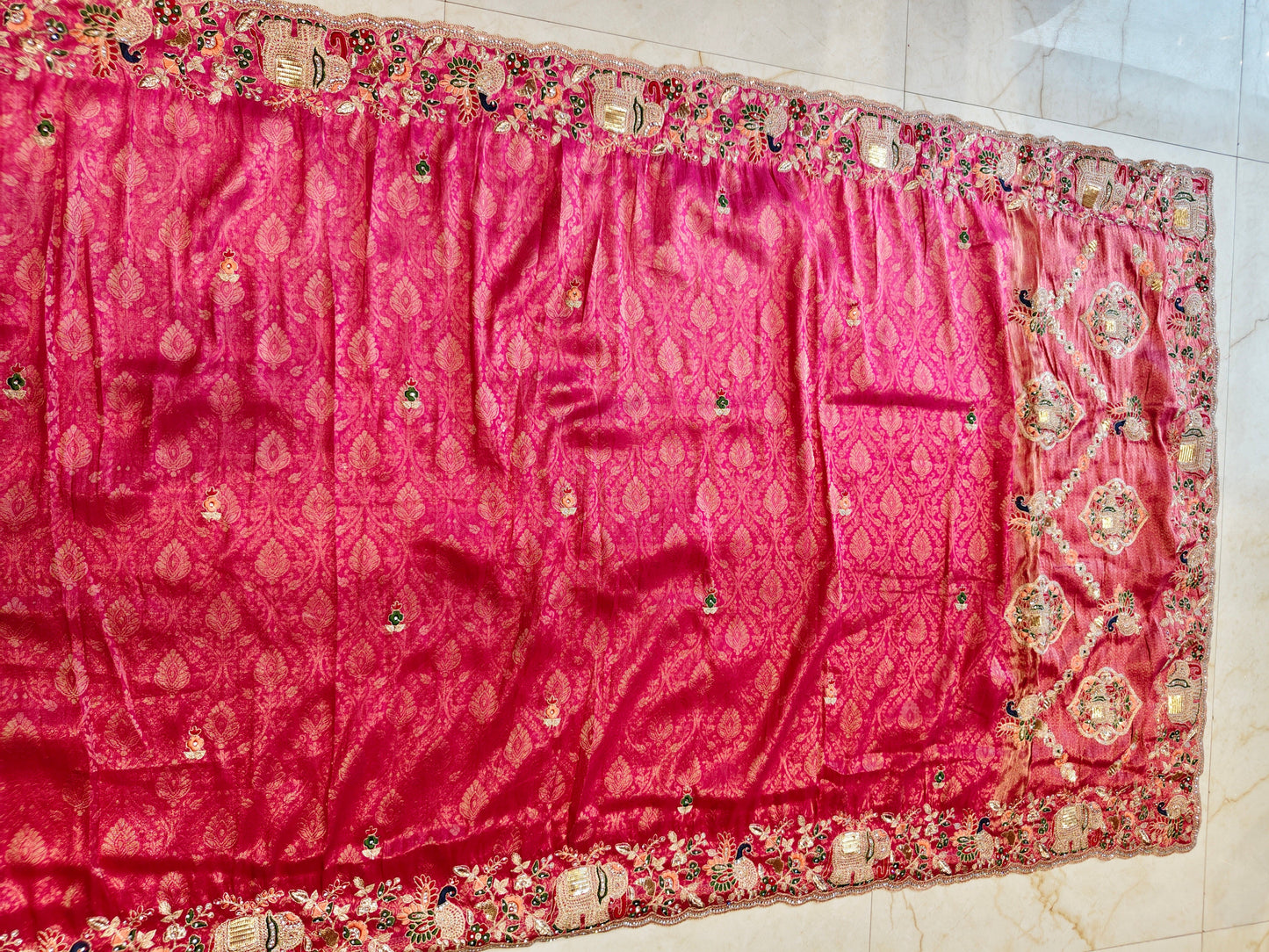 Hot Pink Tissue Saree
