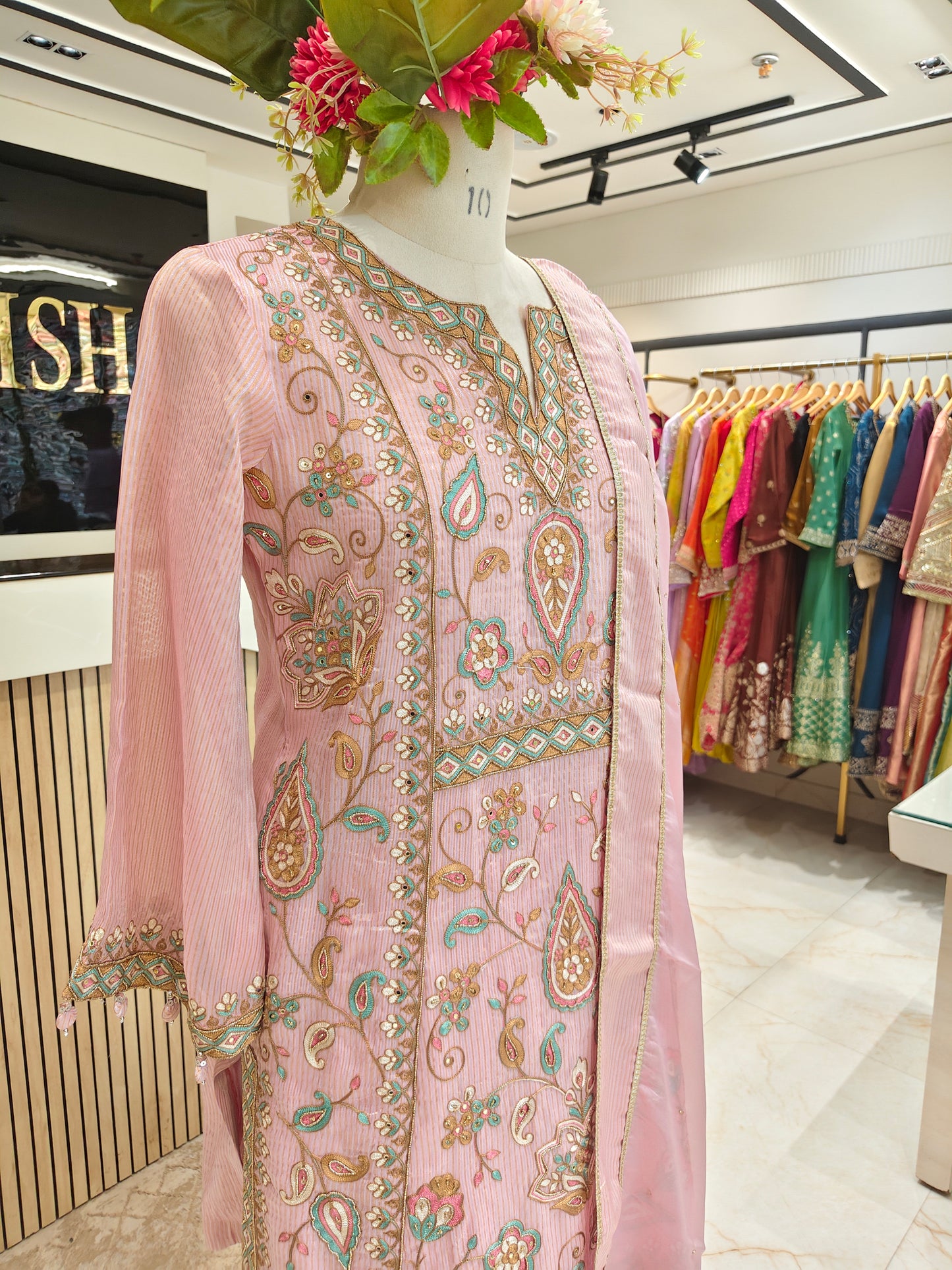 Pink Tissue Farshi Salwar Set