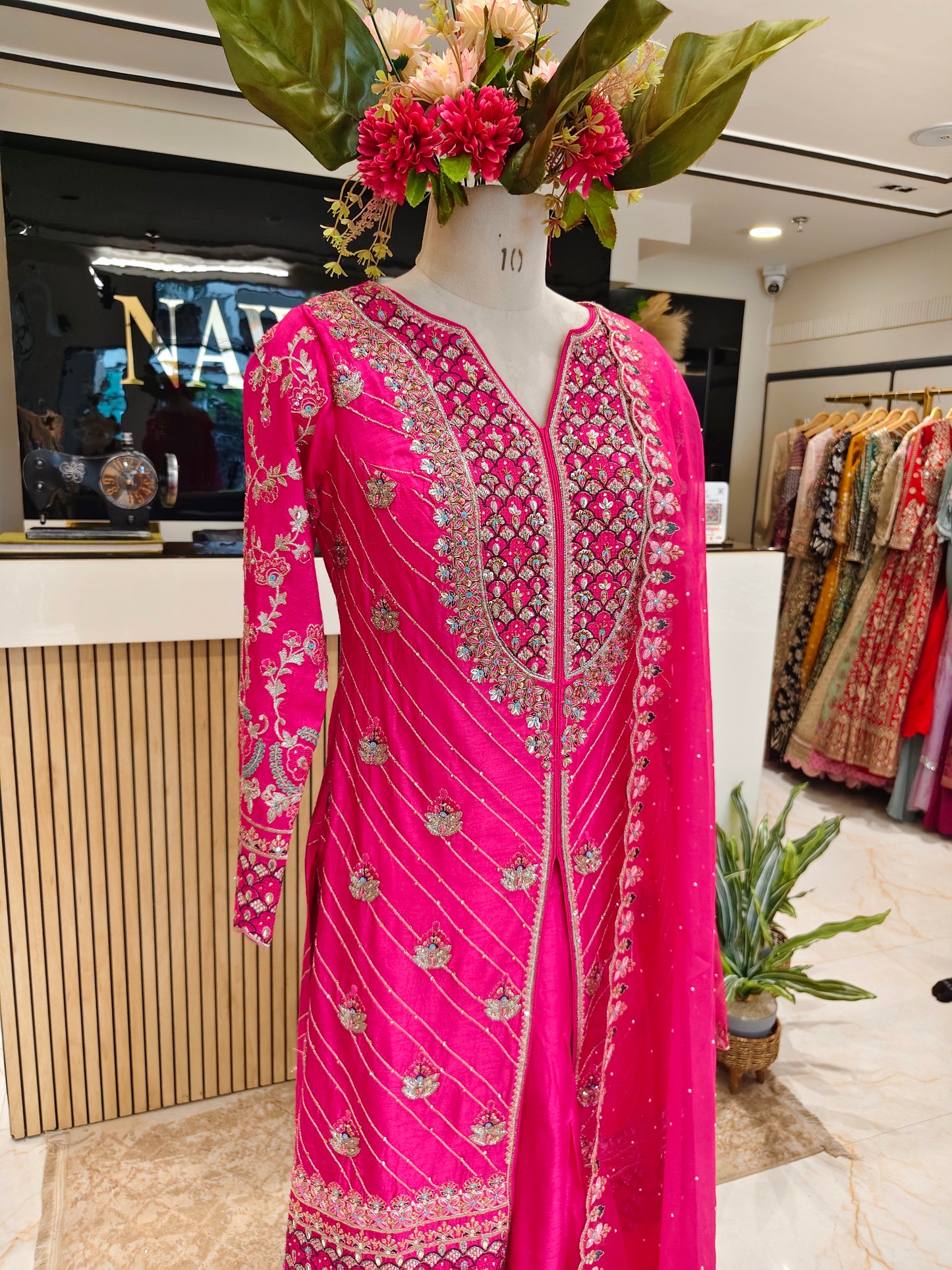 Hot Pink Dola Silk Sharara Set