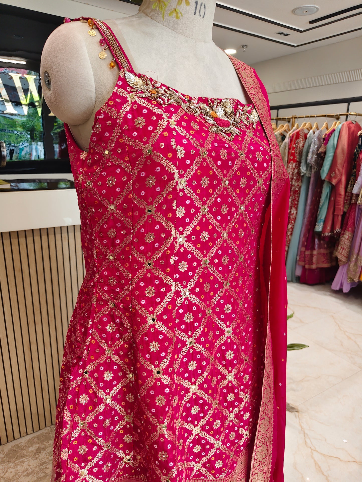 Hot Pink Dola Silk Garara Set