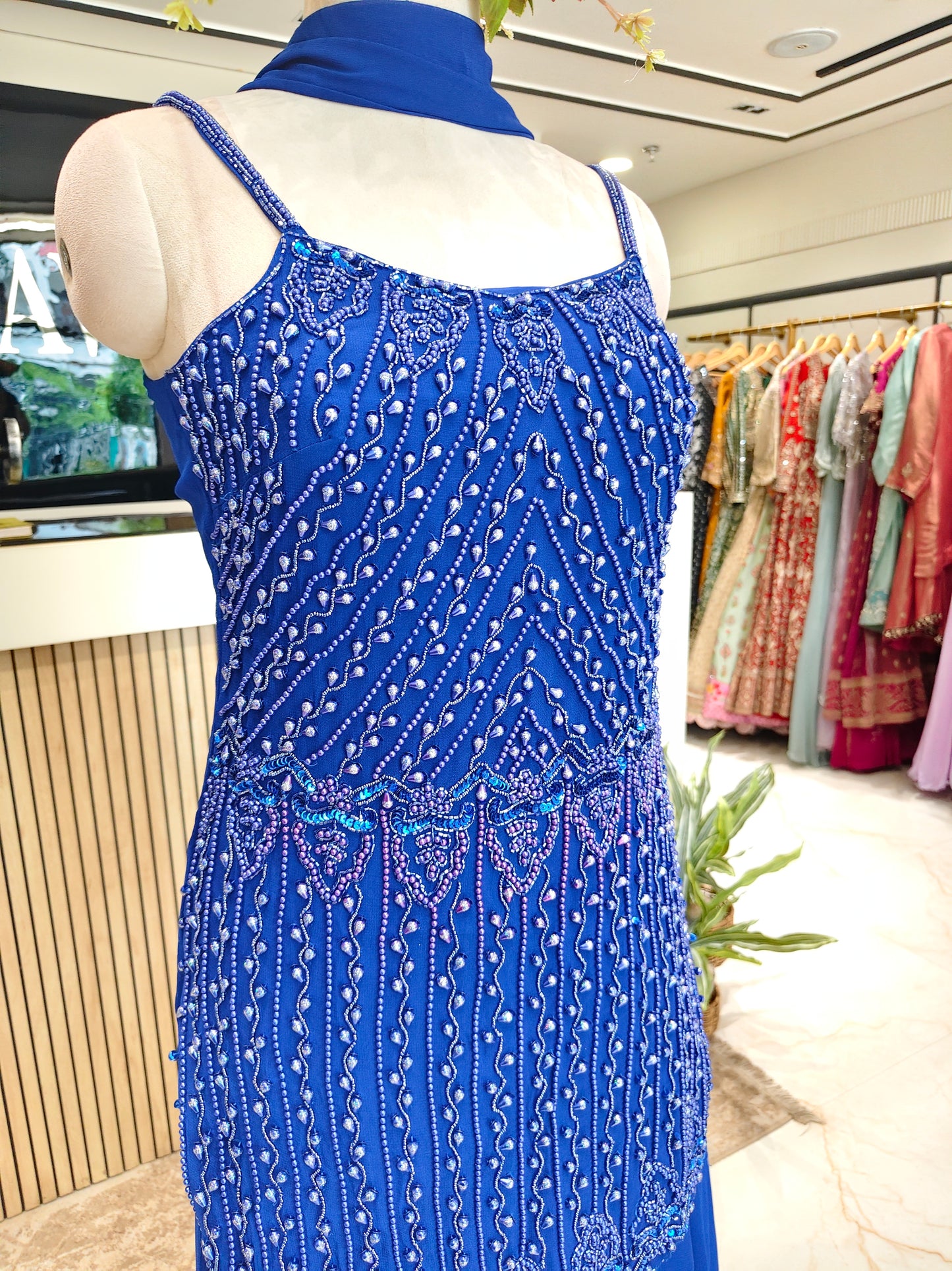 Blue Georgette Sharara Set