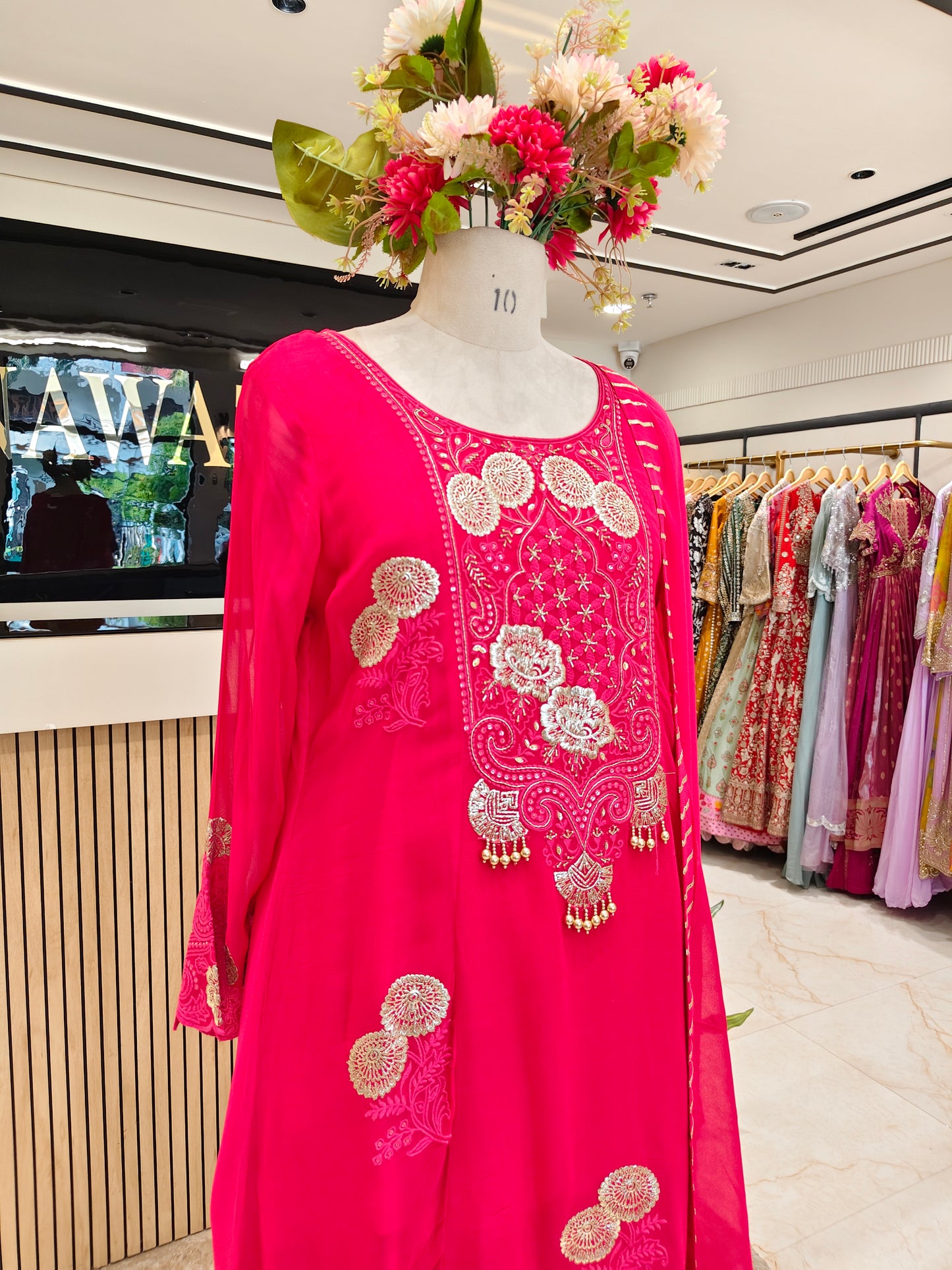 Red Georgette Sharara Set
