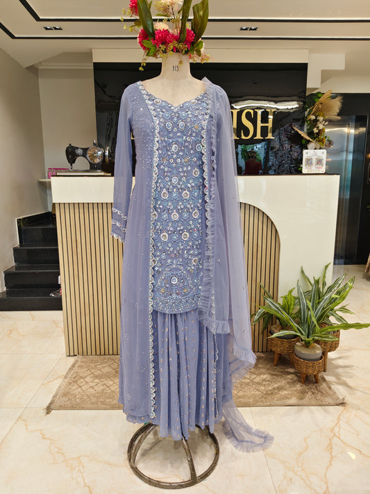 Blue Georgette Garara Set