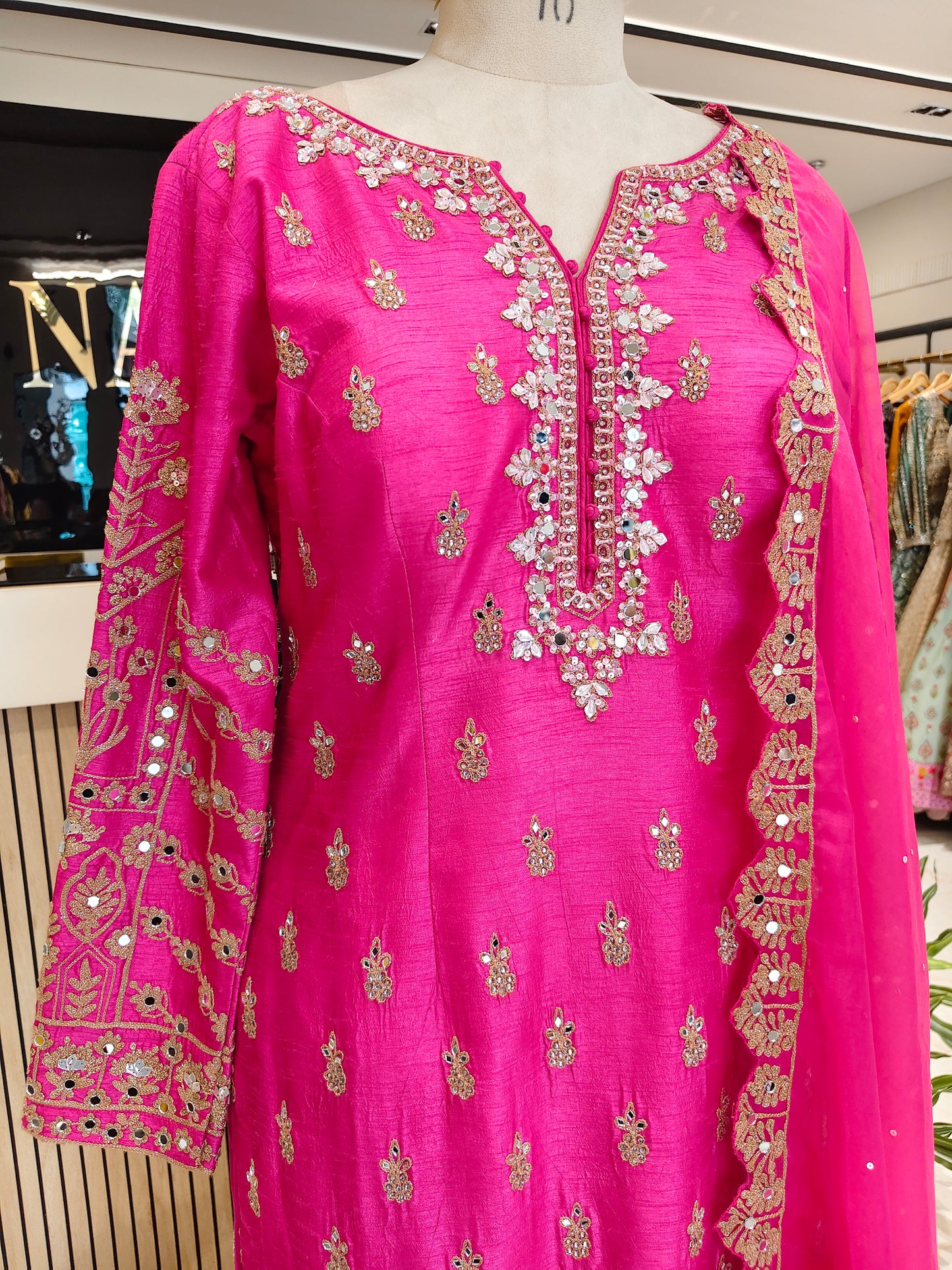 Pink Dola Silk Sharara Set