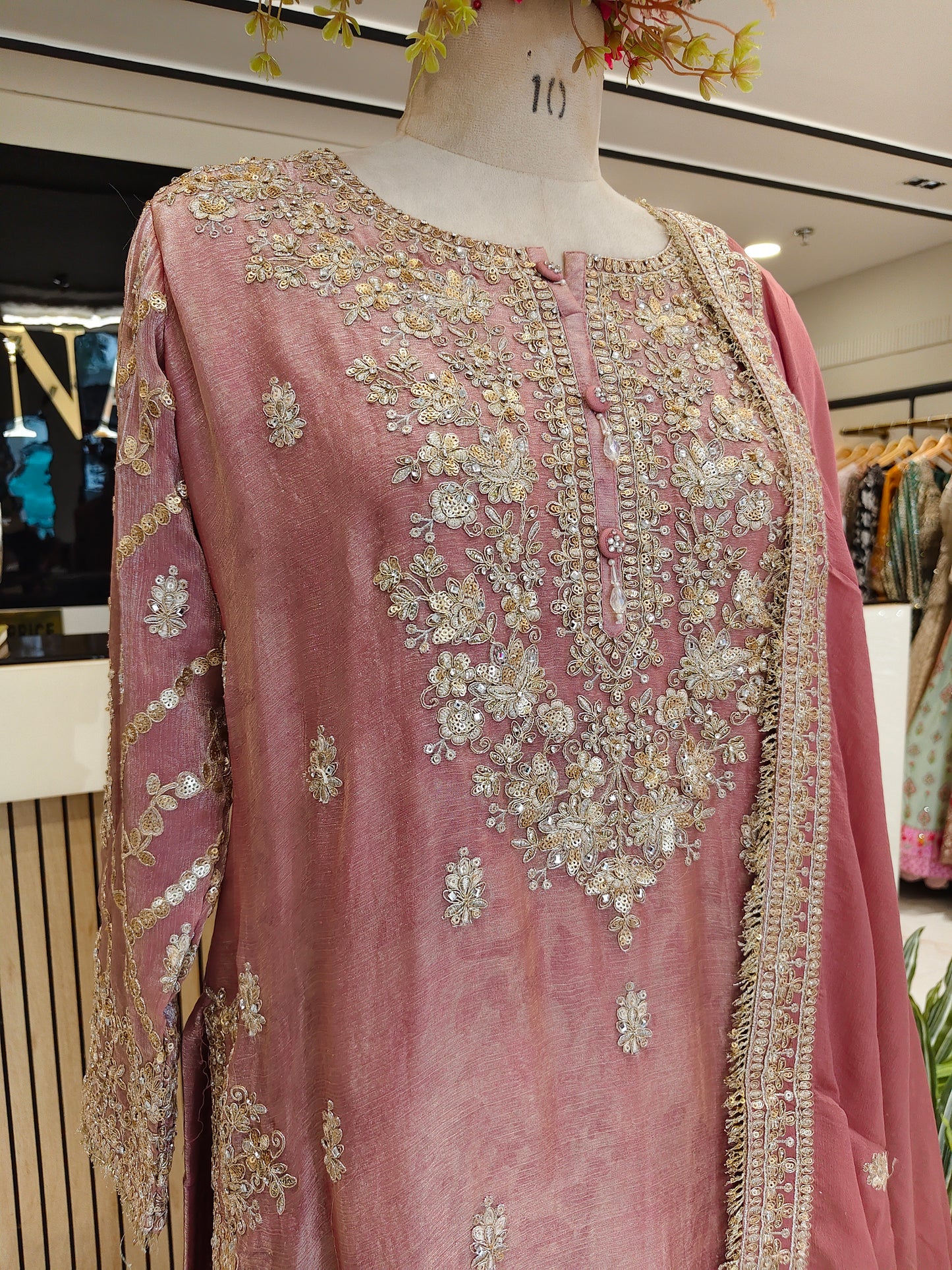 Onion Pink Chiffon Sharara Set