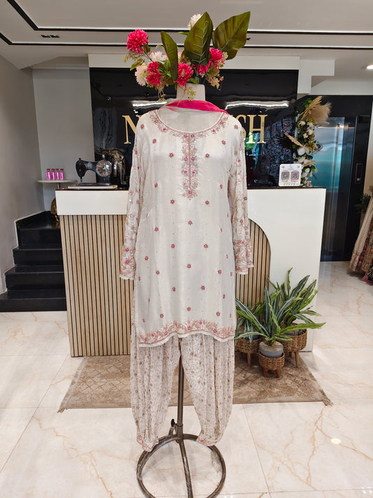 Cream Tissue Garara Set
