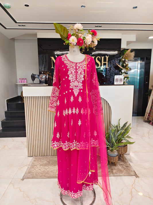 Hot Pink Georgette Garara Set